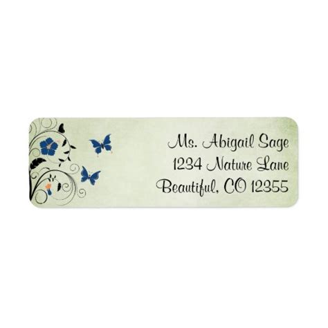 Pretty Flowers And Butterflies Address Label Zazzle