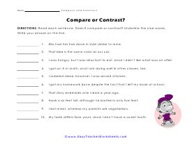 Compare And Contrast Text Worksheets