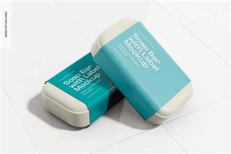 Premium Psd Soap Bars With Label Mockup Leaned