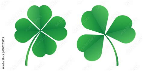 A Set Of Two Types Of Clover Leaves Four Leaf And Three Leaf Clover