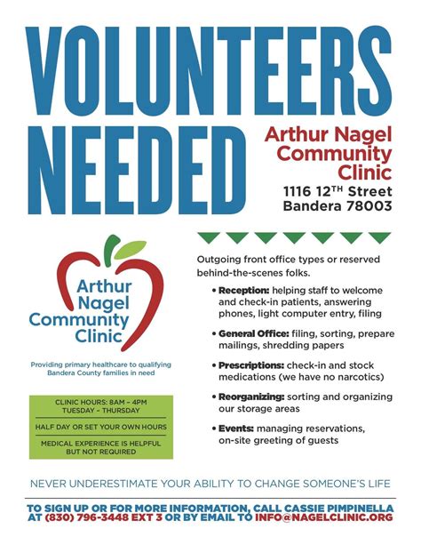 Volunteer Opportunities Arthur Nagel Community Clinic