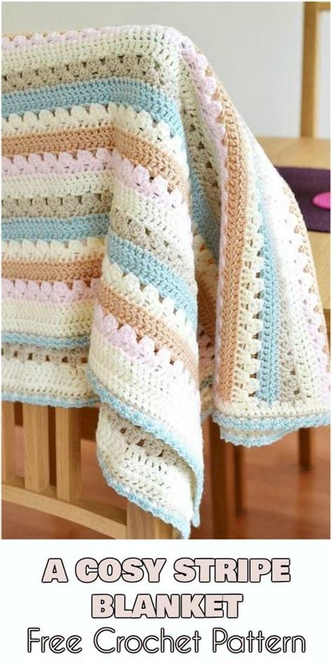 A Cozy Stripe Blanket Free Crochet Pattern Striped Crochet Blanket