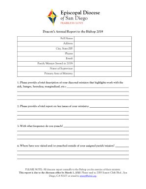 Fillable Online Deacon S Annual Report To The Bishop 2019 Fax Email