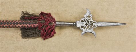 Original Circa 1500s Ornate Polearm With Original Material Covered