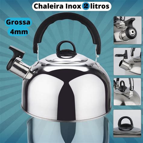 Chaleira Inox Tampa E Apito Litros Chaleira Litros Apito Em