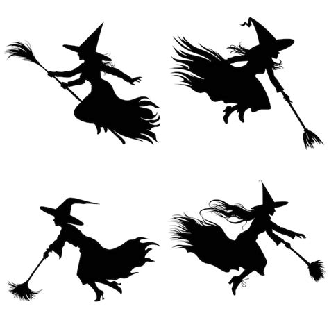 Premium AI Image | Black silhouette of a witch on white background