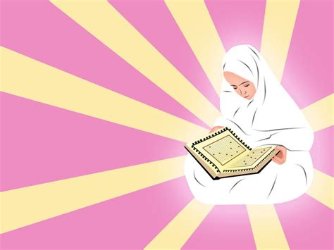 Muslim Girl Reading Quran Background For Powerpoint Google Slide