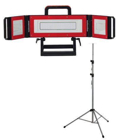 Projecteur portable de chantier rouge à LED 80W multi positions pied