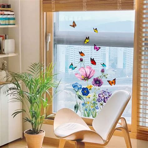 Timelesslong Double Sided Coloured Spring Summer Window Stickers Static