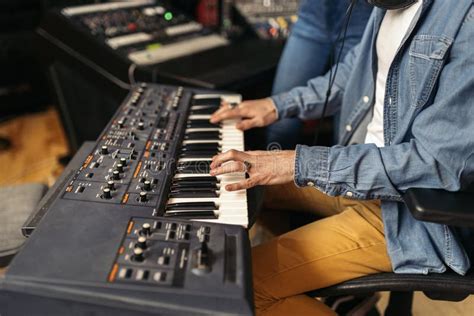 Playing Electronic Piano Stock Image Image Of Production 249574373