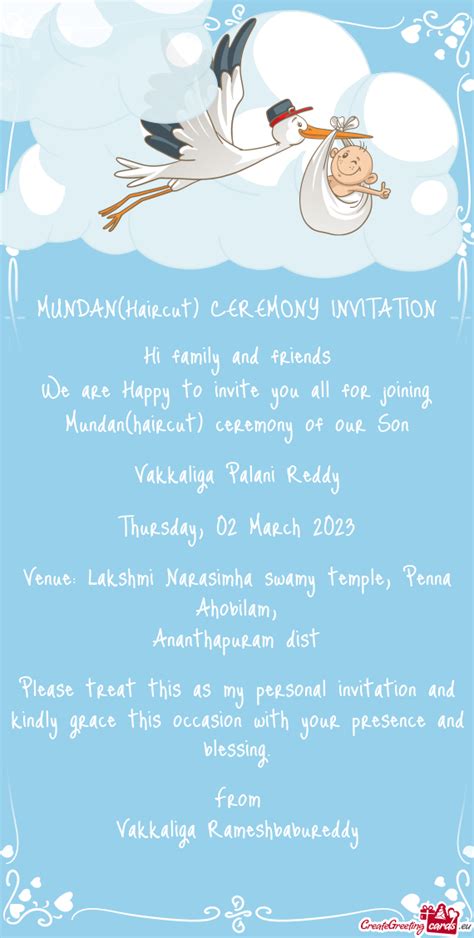 MUNDAN Haircut CEREMONY INVITATION Free Cards