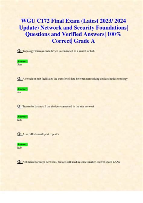 Wgu C Final Exam Latest Update Network And Security