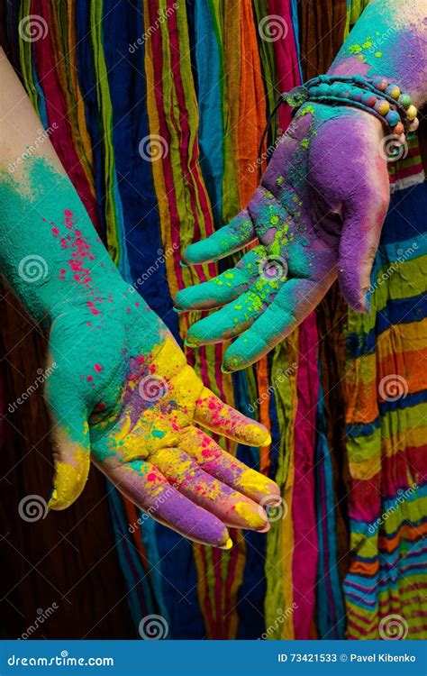 Holi Painted Hands Stock Image Image Of Collection Holiday 73421533