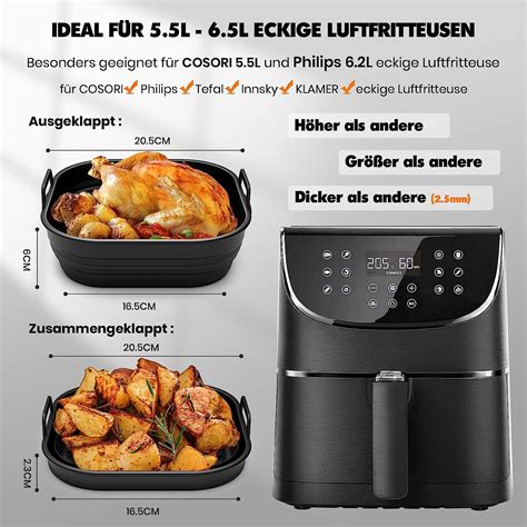 Tusrac Silikonform F R Hei Luftfritteuse Cm Faltbar Air Fryer