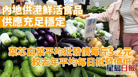 內地供港鮮活食品供應充足 菜芯白菜平均批發價每斤52元