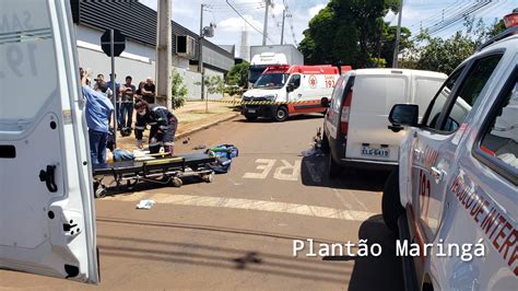 Idoso tem perna amputada após acidente entre carro e moto em Maringá