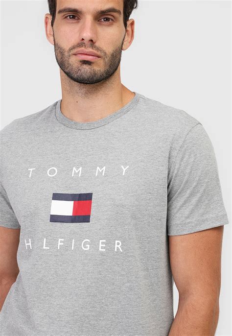 Camiseta Tommy Hilfiger Logo Cinza Compre Agora Dafiti Brasil