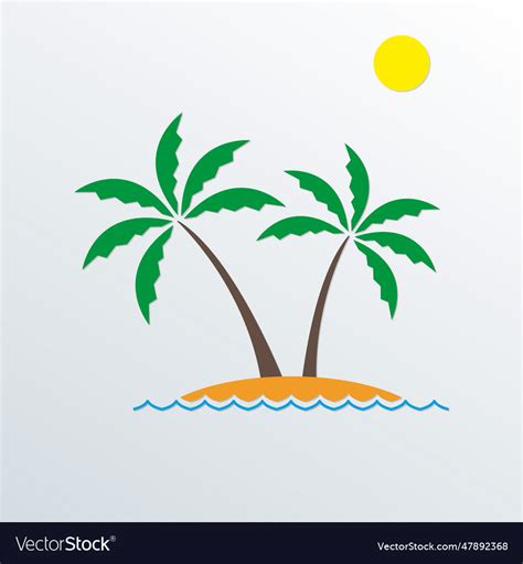 Palm Tree Trees On The Island Landscape Royalty Free Vector