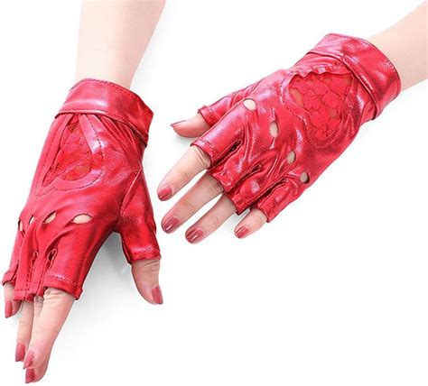 Short Sexy Pu Lace Punk Performance Gloves For Women Girls Performance Party Red At Amazon Women