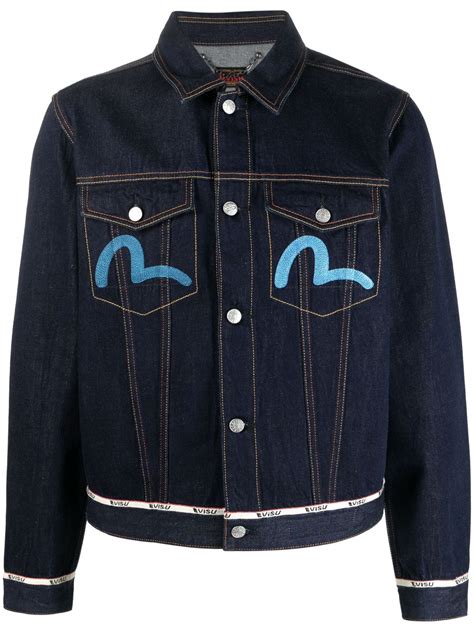 Evisu Logo Embroidered Denim Jacket Farfetch