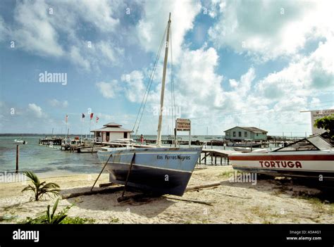 Belize Ambergris Cay San Pedro Waterfront Stock Photo Alamy