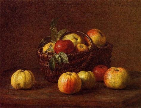 Apples In A Basket On A Table Painting Henri Fantin Latour Oil