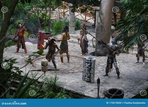 Mayan Dance at Mayan Village at Xcaret Park, Mexico Editorial Image ...