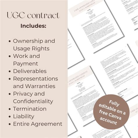 Ugc Contract Ugc Creator Contract Canva Template Invoice Template Ugc