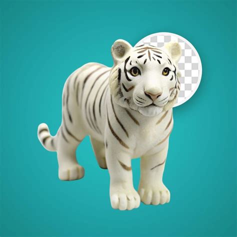 Premium PSD White Tiger Cub 3d Render