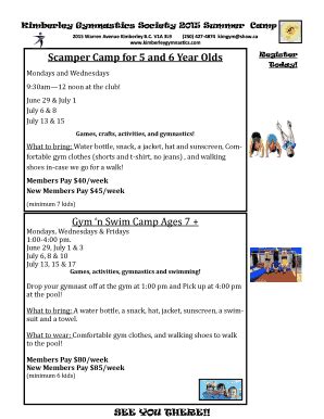 Fillable Online Scamper Camp For 5 And 6 Year Olds Fax Email Print