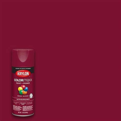 Krylon Colormaxx Satin Burgundy Spray Paint And Primer In One Net Wt