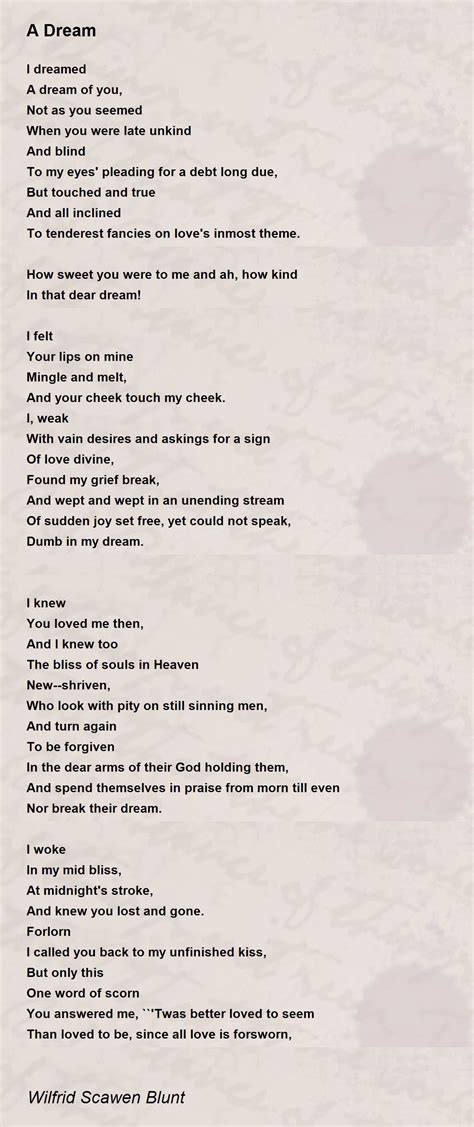 A Dream - A Dream Poem by Wilfrid Scawen Blunt