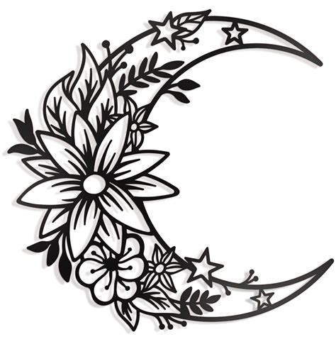 Mandala Moon Metal Wall Art Metal Moon Flower Wall Hanging Crescent