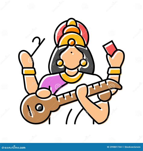 Two Color Saraswati Vector Icon From India Concept. Isolated Blue ...