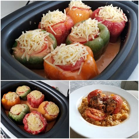 Slow Cooker Stuffed Peppers With A Creamy Tomato Sauce Slowcooking