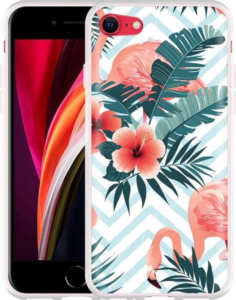 Cazy Hoesje Geschikt Voor IPhone SE 2020 Flamingo Flowers Bol