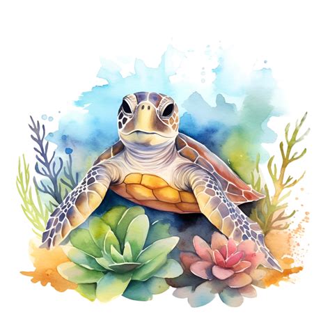 Sea Turtle Watercolor Clipart Png