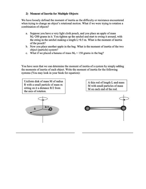 Moment Of Inertia Worksheet