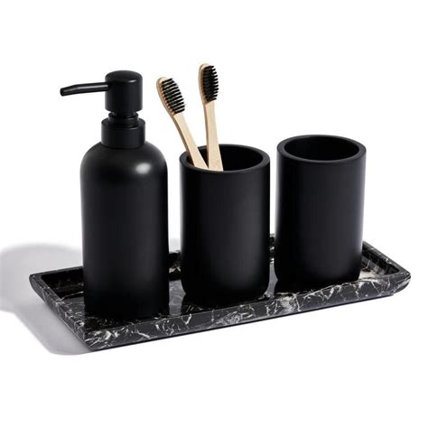 Dracelo 4 Piece Bathroom Accessory Set With Soap Dispenser Tray