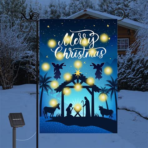 Amazon Nativity Christmas Garden Flag Lighted X Inch