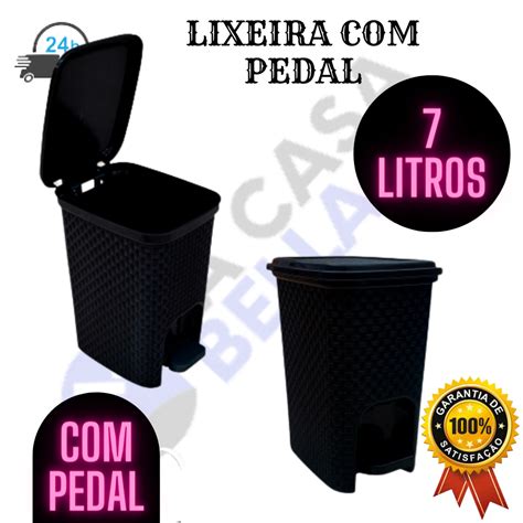 Lixeira Pedal Trama Rattan Litros Shopee Brasil