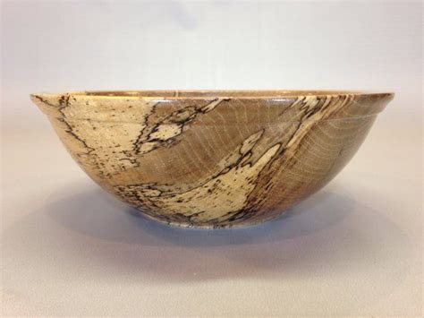 Spalted Pecan Wood Bowl Hand Turned Satin Lacquer Decorative Wood