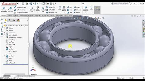 Ball Bearing In One Sketch Solidworks Tutorial Youtube