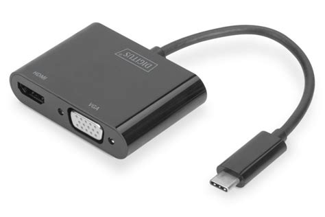 Digitus Usb Typ C Zu Vga Hdmi Grafikadapter Schwarz Da