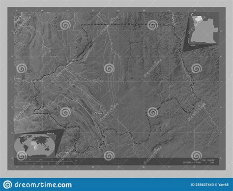 Uige Angola Grayscale Labelled Points Of Cities Stock Illustration