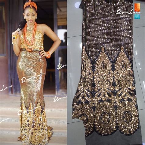 Gold Sequins Style African French Mesh Tulle Lace Sequined Indian