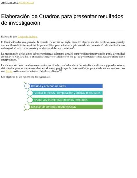 Elaboración de Cuadros para Presentar Resultados de Investigación