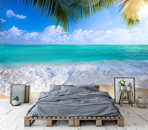 Beach Wallpaper Peelandstick Vinyl Wallpaper Wall Mural Beach Etsy