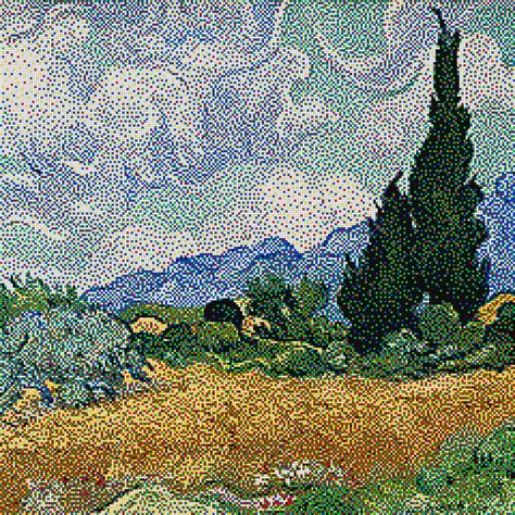 Campo Di Grano Con Cipressi Vincent Van Gogh In Pixel Art Quercetti