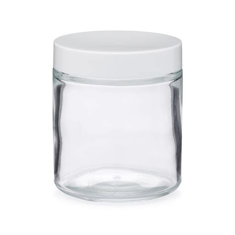 4 Oz Clear Glass Straight Sided Jar White Cap Berlin